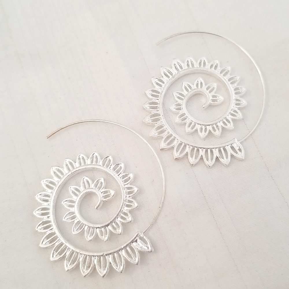 New Silver Swirl Earrings Stainless Steel